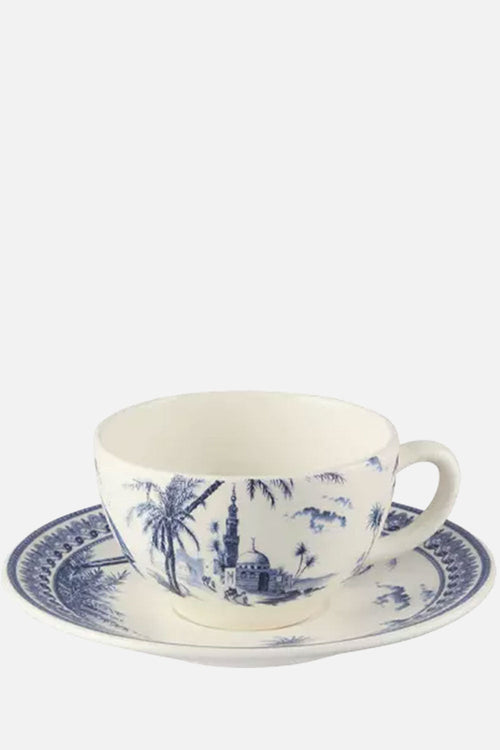 Set of 2 Tea Cups & Saucers - Blue Mismatched