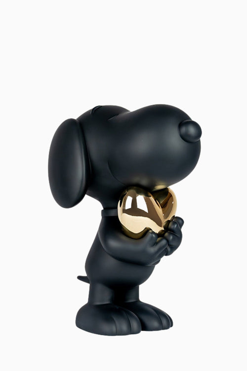 Snoopy Heart Small Figurine - Black/Gold