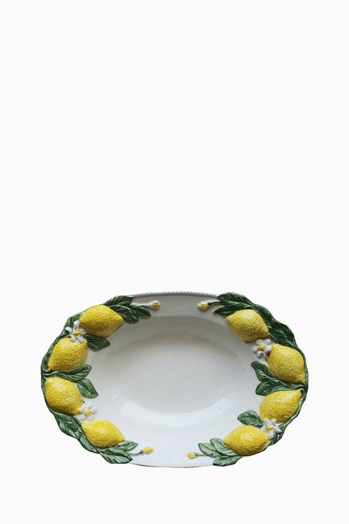 Lemon Collection Hand-Painted Ceramic Serving Platter