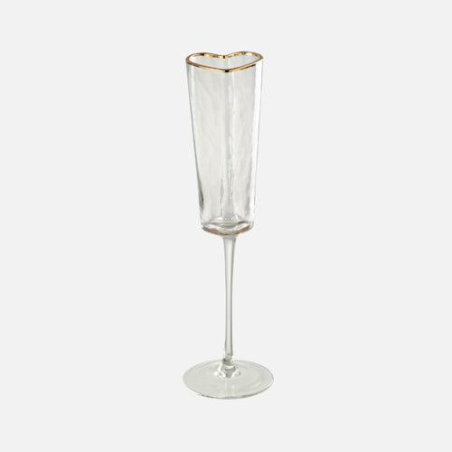 Heart Champagne Glasses – Gold & Transparent