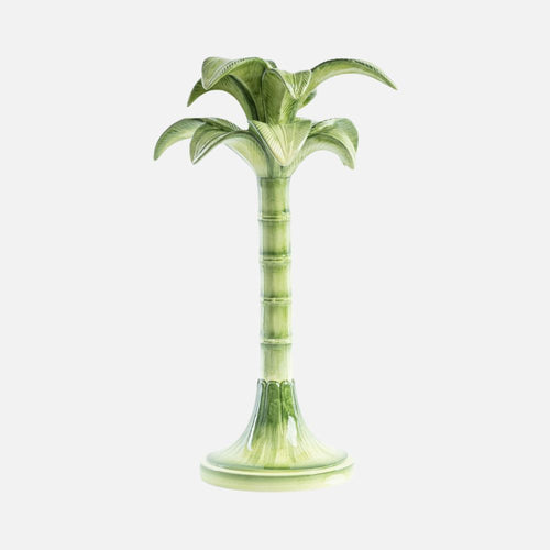 Green Palm Hand-Painted Ceramic Candelabra – 35 cm