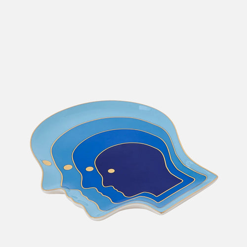 Atlas Trinket Tray – Blue Porcelain Dish with Gold Accents