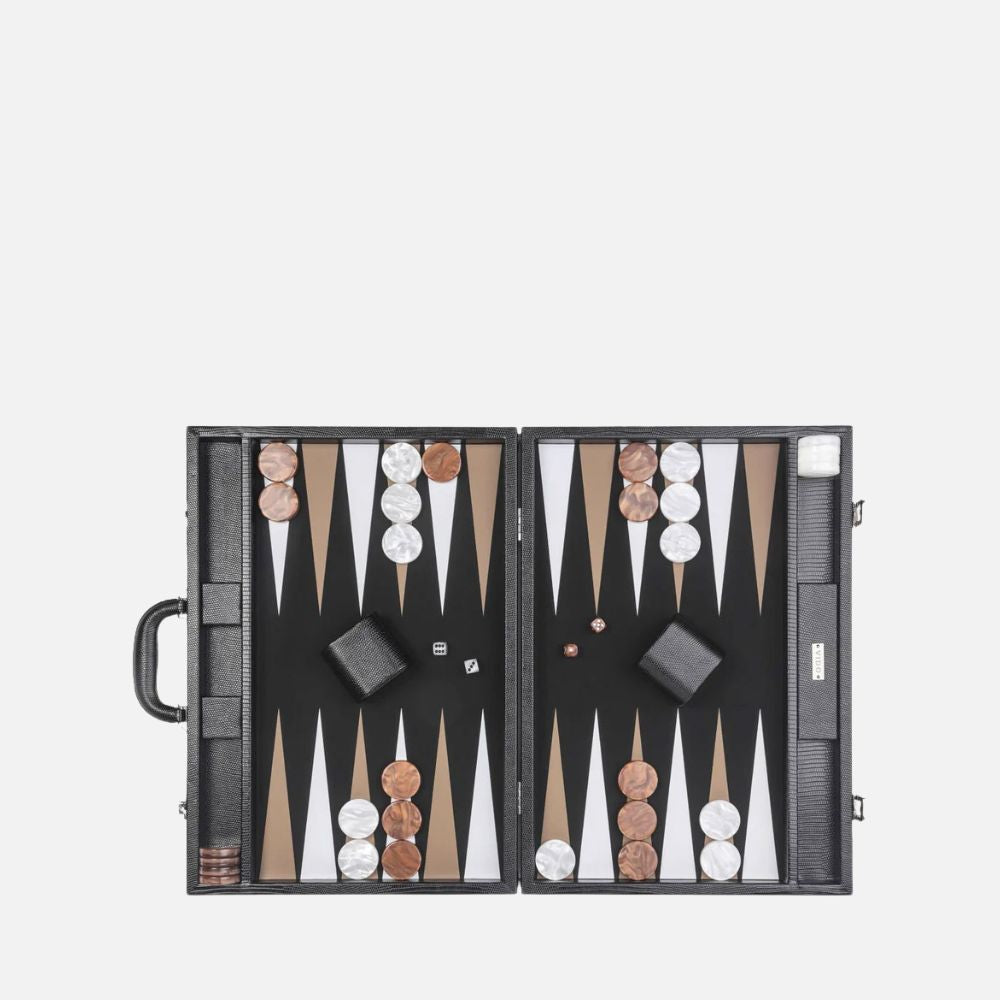 Jet Black Lizard Large Backgammon