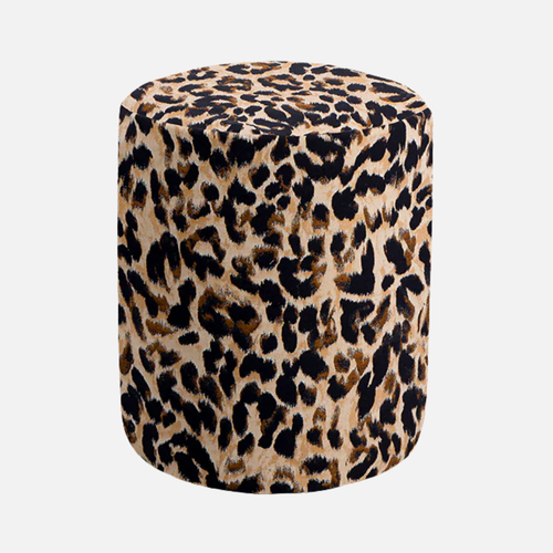 Mobile – Cotton Jacquard Leopard Round Footstool