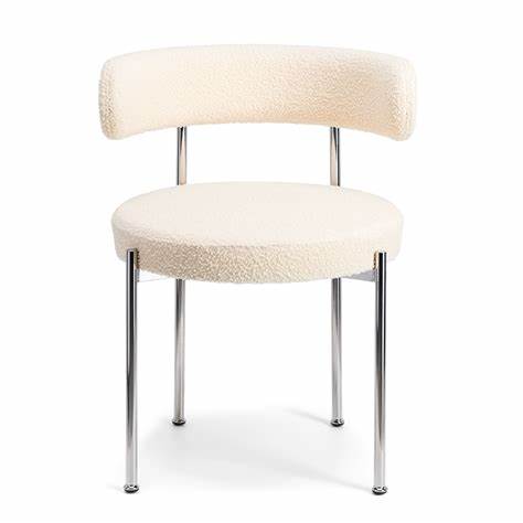 Libera Chair — Cream White Curly Wool & Chromed Metal