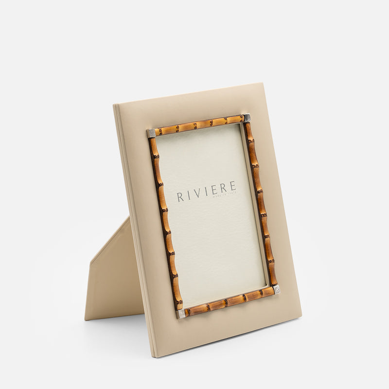 Bice Leather Frame with Chrome Details & Bamboo Trim (Medium)