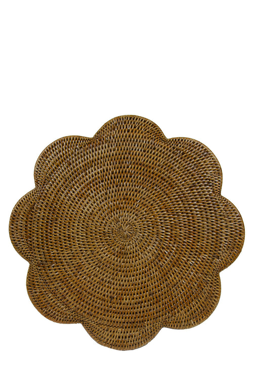 Rattan Scalloped Round Placemat in Natural - 1 Placemat