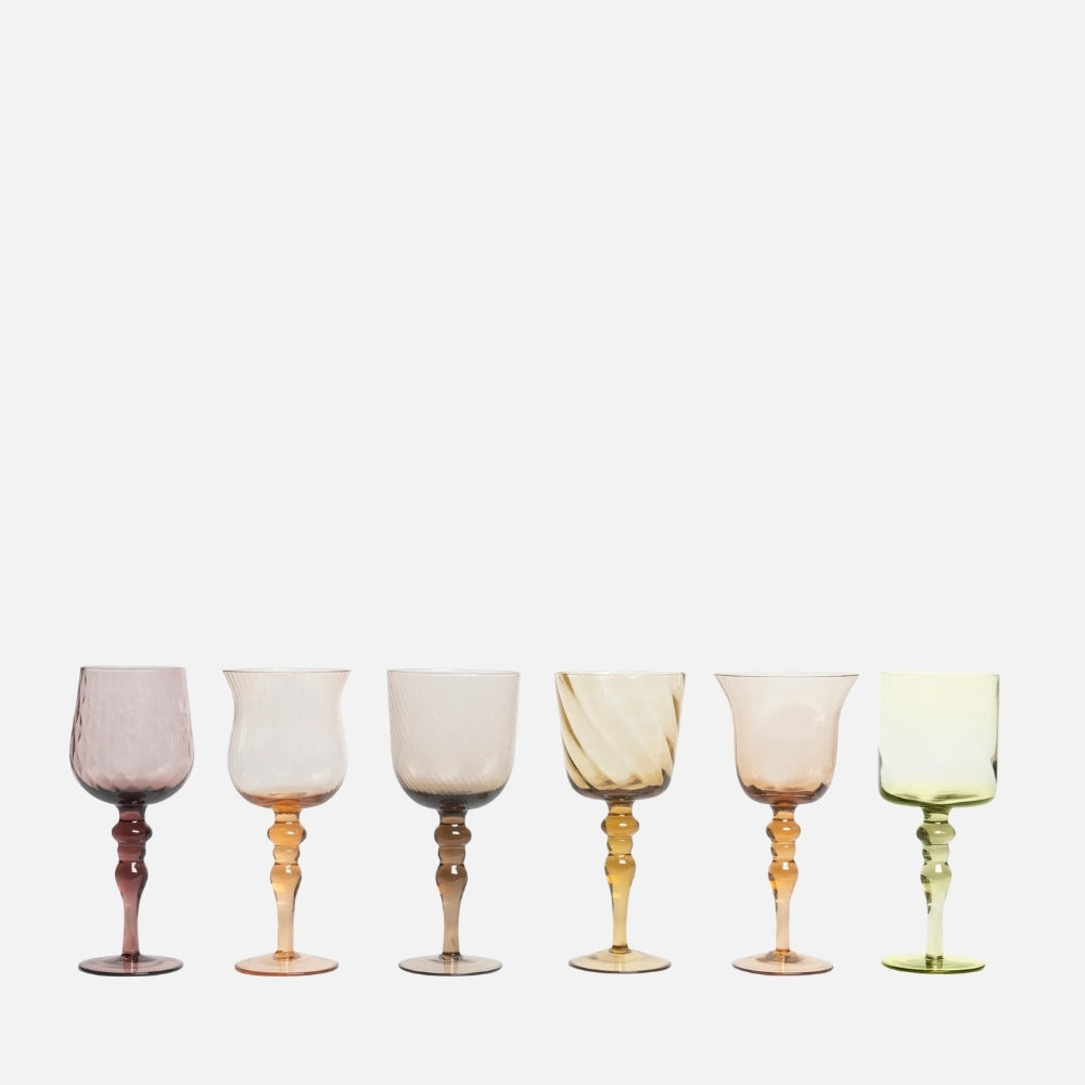 Diseguale Textured Goblets, Amber & Pink, Set of 6