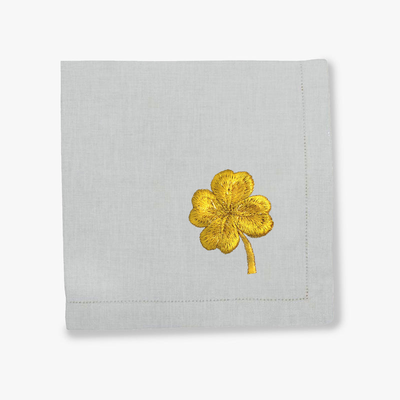 Golden Clover Napkins, Set of 4, Pearl
