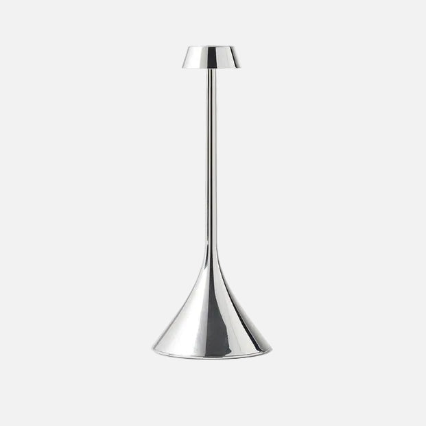 Steli Flat Dome Protable LED Table Lamp, Silver