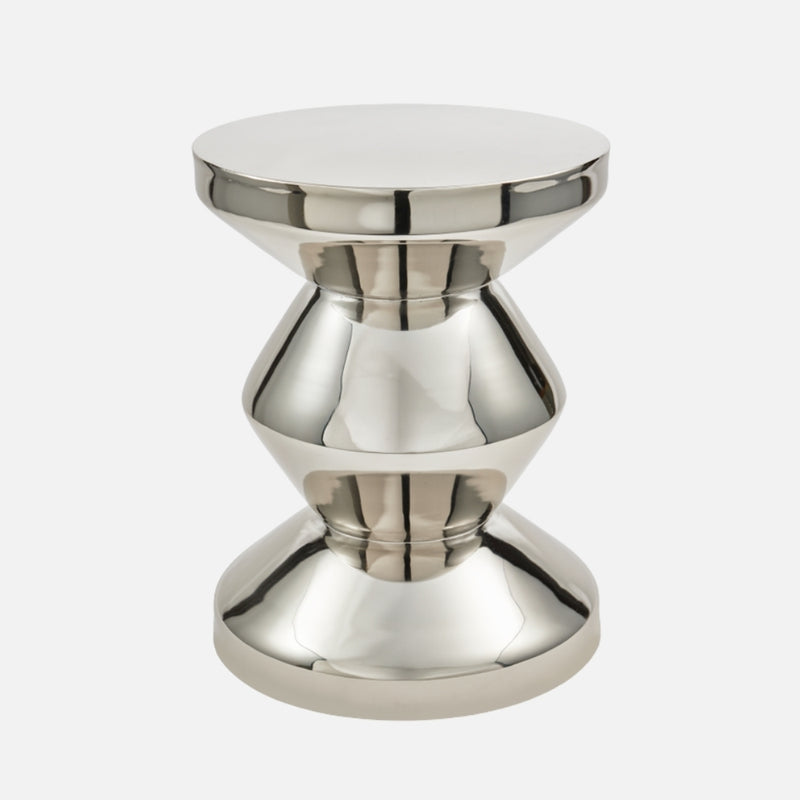 Zig Zag Metal Stool/ Side Table, Silver