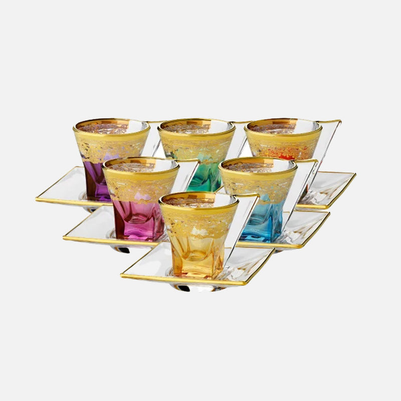 Rainbow Fusion Tea Cup & Saucer, Set of 6