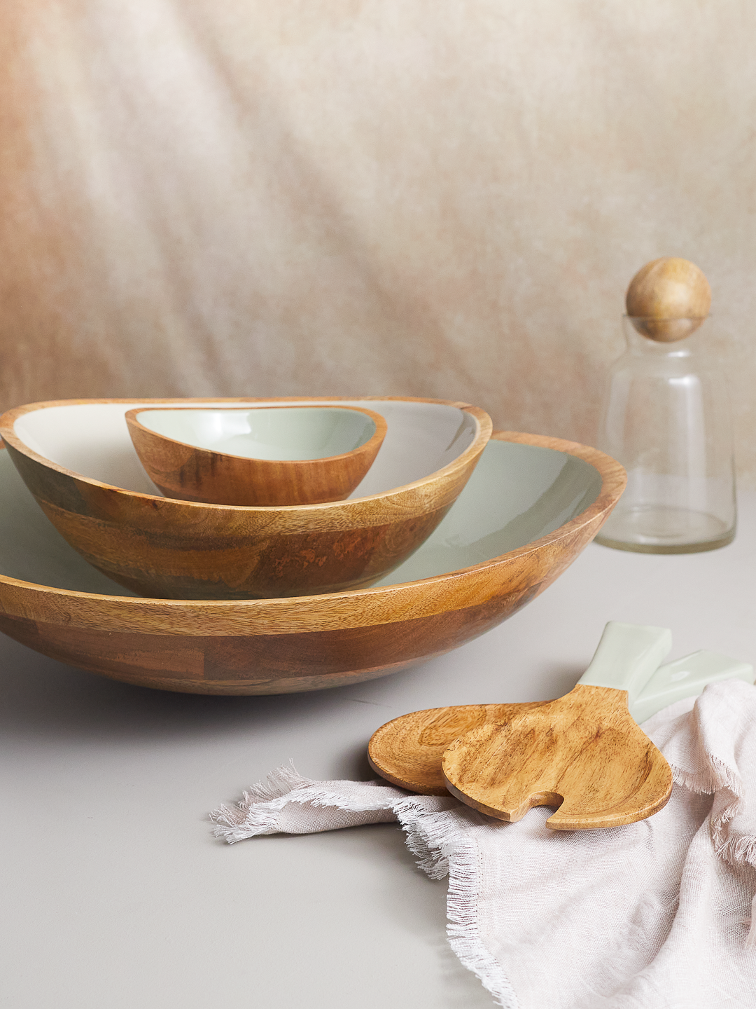 Madras Large Mango Wood Bowl – Taupe