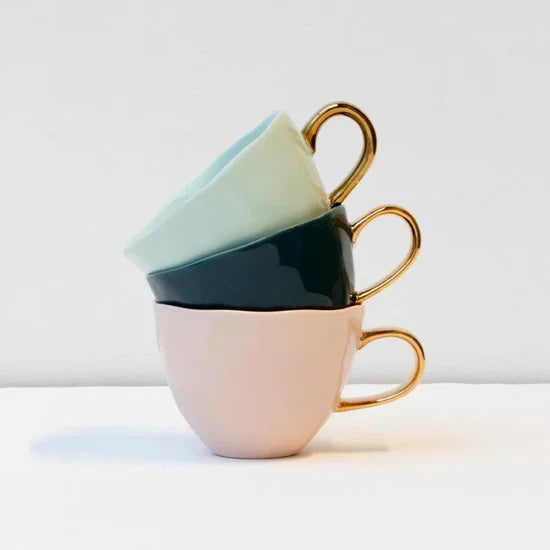 Good Morning Ceramic Cappuccino & Tea Cup Ø11 cm – Old Pink
