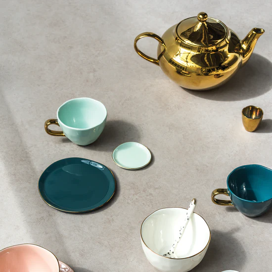 Good Morning Ceramic Teapot – Gold