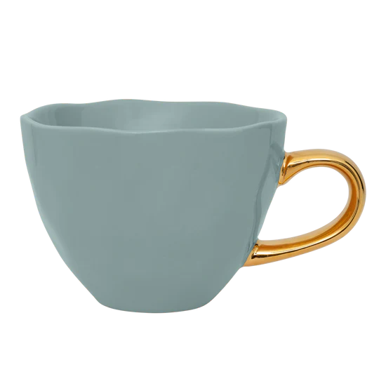 Good Morning Cappuccino & Tea Cup with Plate Set of 4 – Papaya/Slate