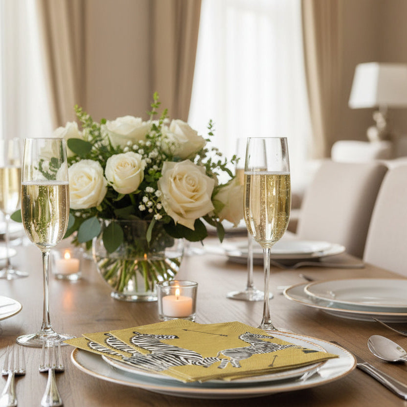 Caspari 40 boxed napkins-Gold Zebras