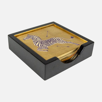 Lacquer Coaster Set in Gold Zebra Design