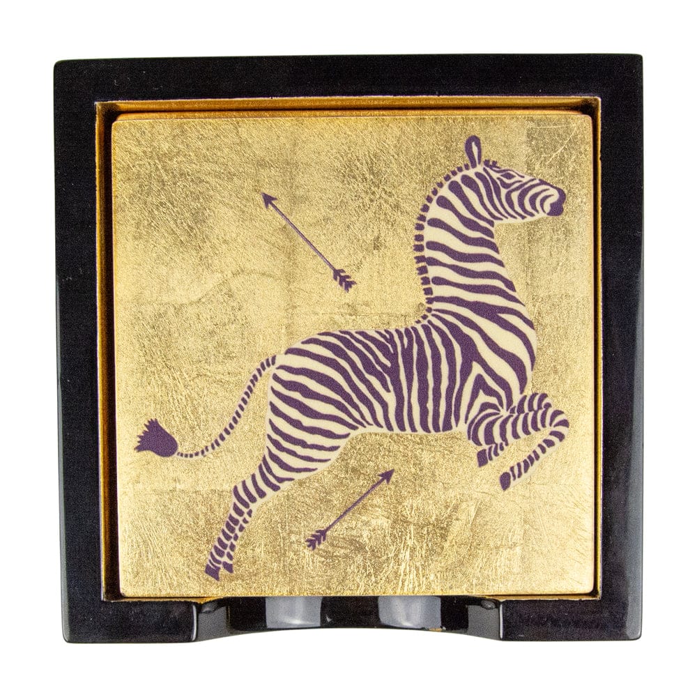 Caspari Lacquer coaster set-Gold Zeb