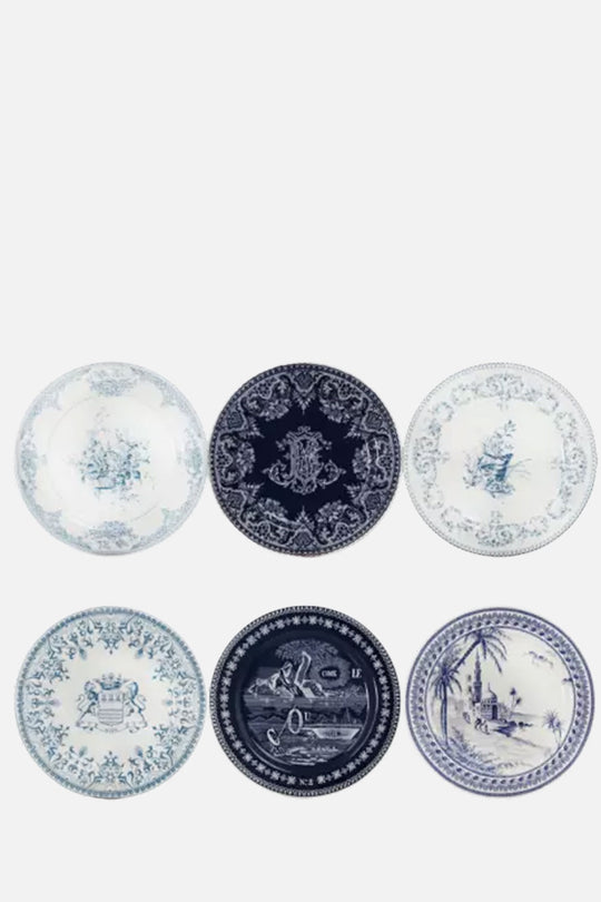 Set of 6 Assorted Mignardise plates - Les Dépareillées Blue