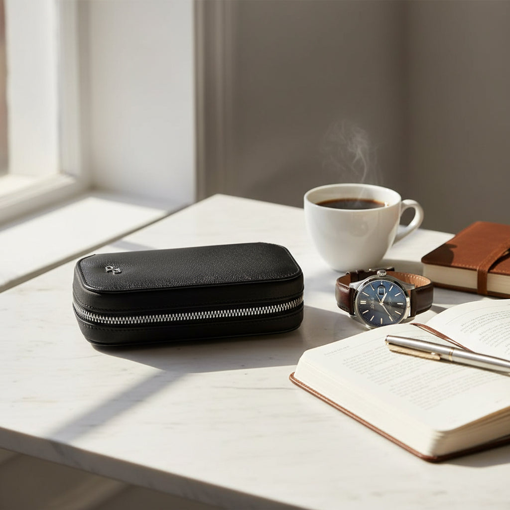 Philipp 2 Piece Watch Zip Case - Black