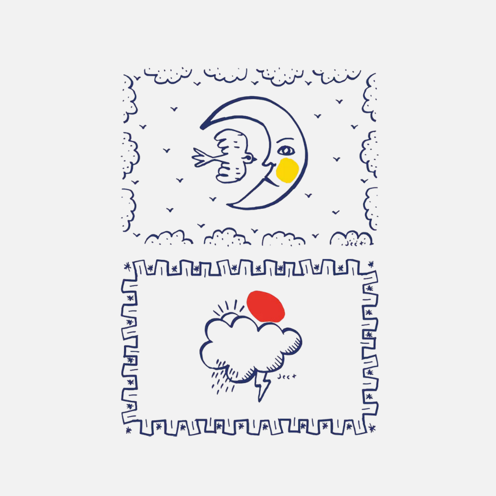 2 matching placemats: Moon + Cloud - L'Archipel Sentimental