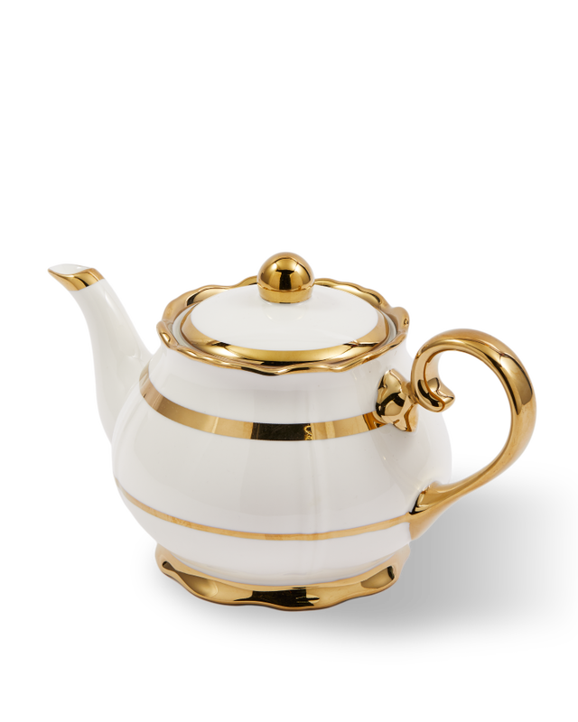 Golden Finds Tea Pot White