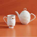 Gilded Gala Mug - Porcelain Coffee Cup with Gold Accents