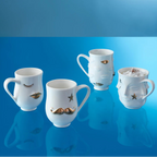 Gilded Gala Mug - Porcelain Coffee Cup with Gold Accents