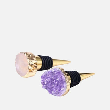 4 قواعد أكواب من الكوارتز الوردي و2 غطاء زجاجة