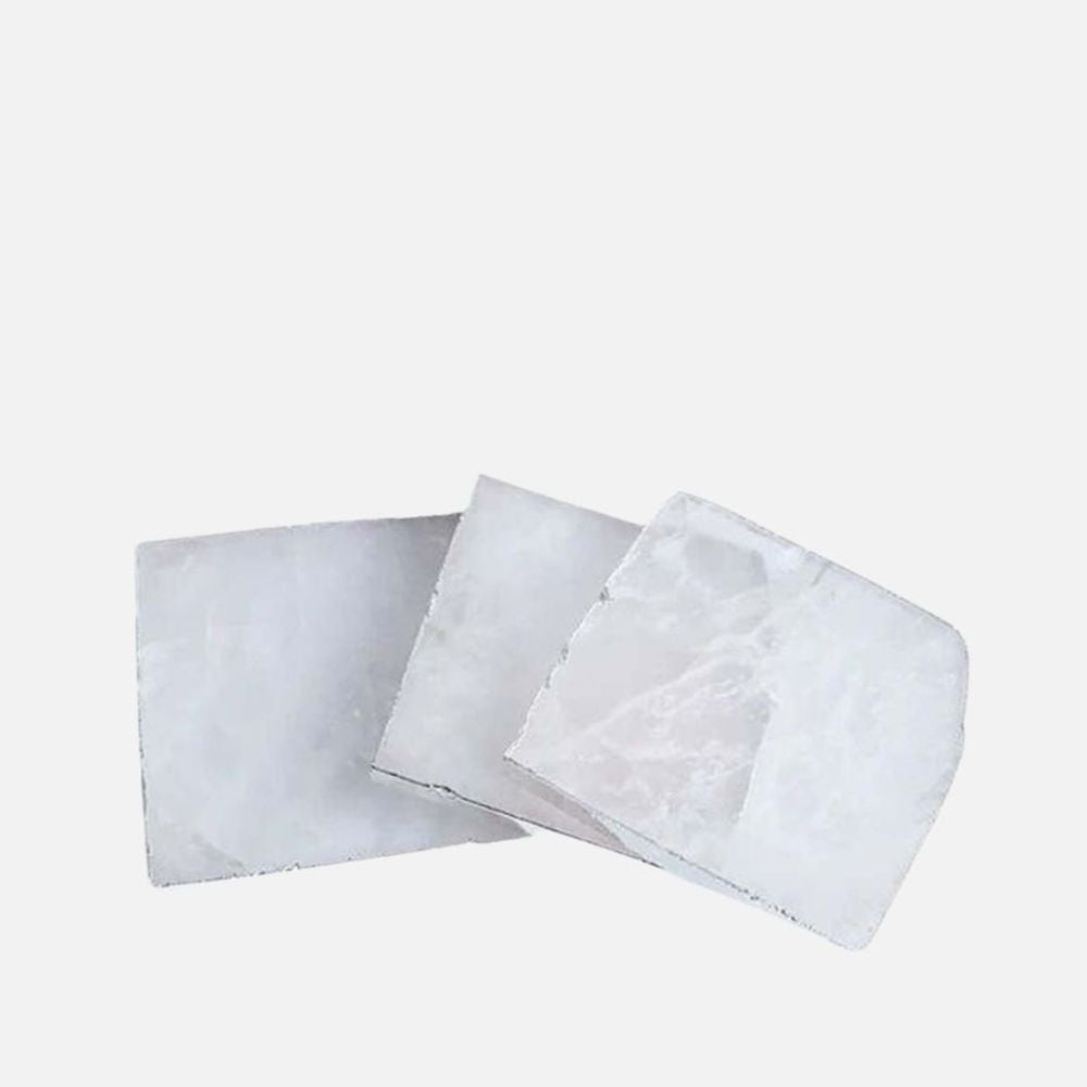 4 White Quartz Coasters & 2 Bottle Toppers