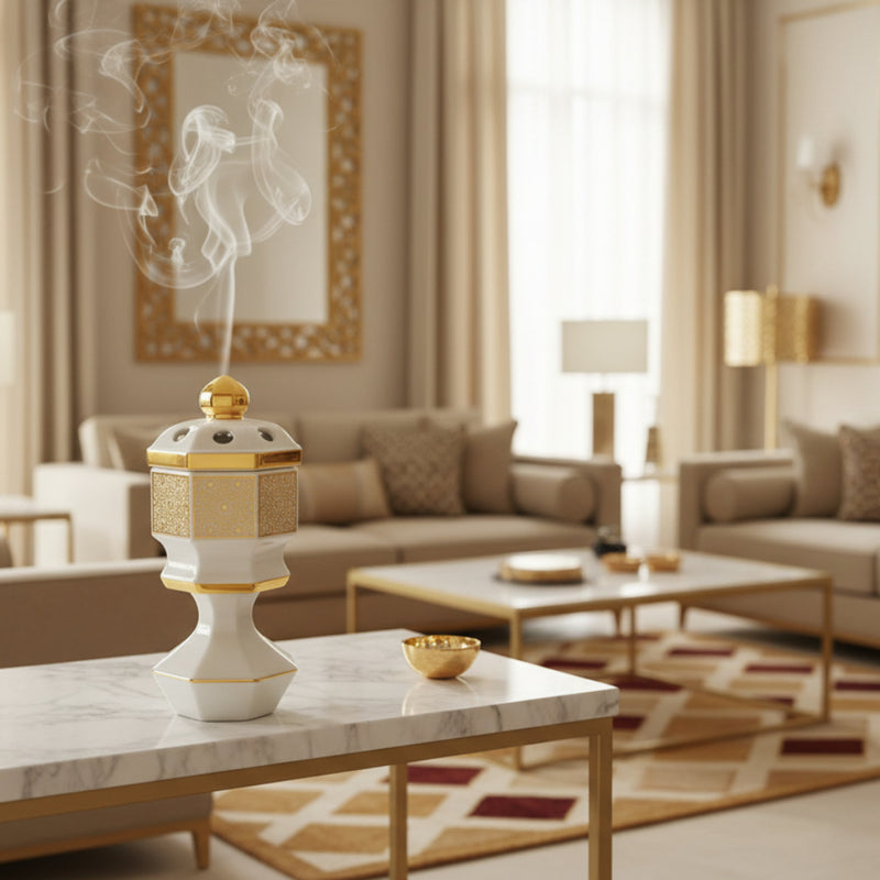 Mabkhara White With Arabic Des. for Home