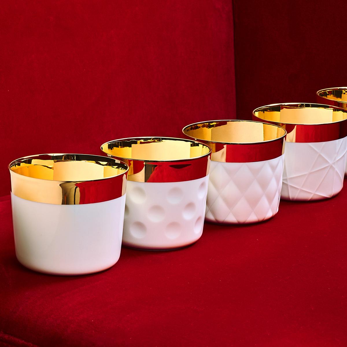 Champagne Goblet White, Rode Embossed