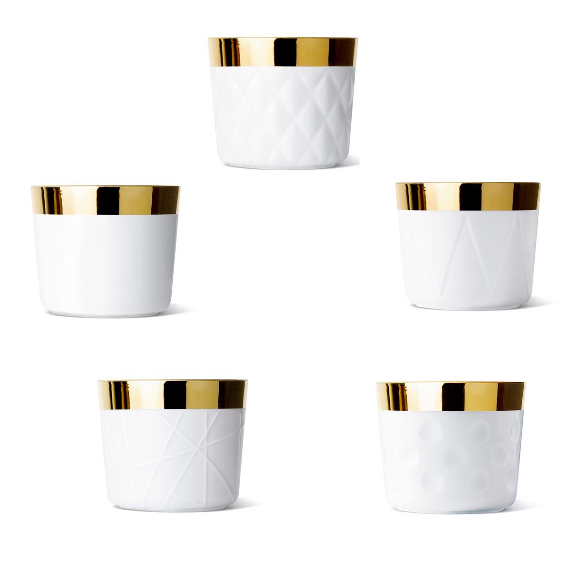 Champagne Goblet White, Rode Embossed