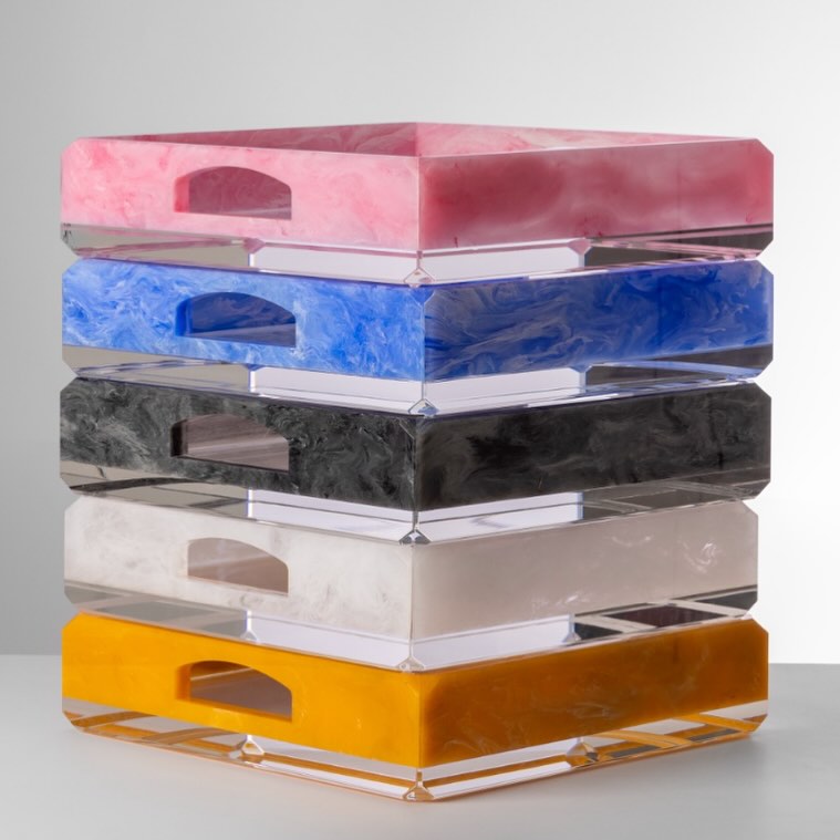 Donovan Pink Acrylic Tray, 40x30cm