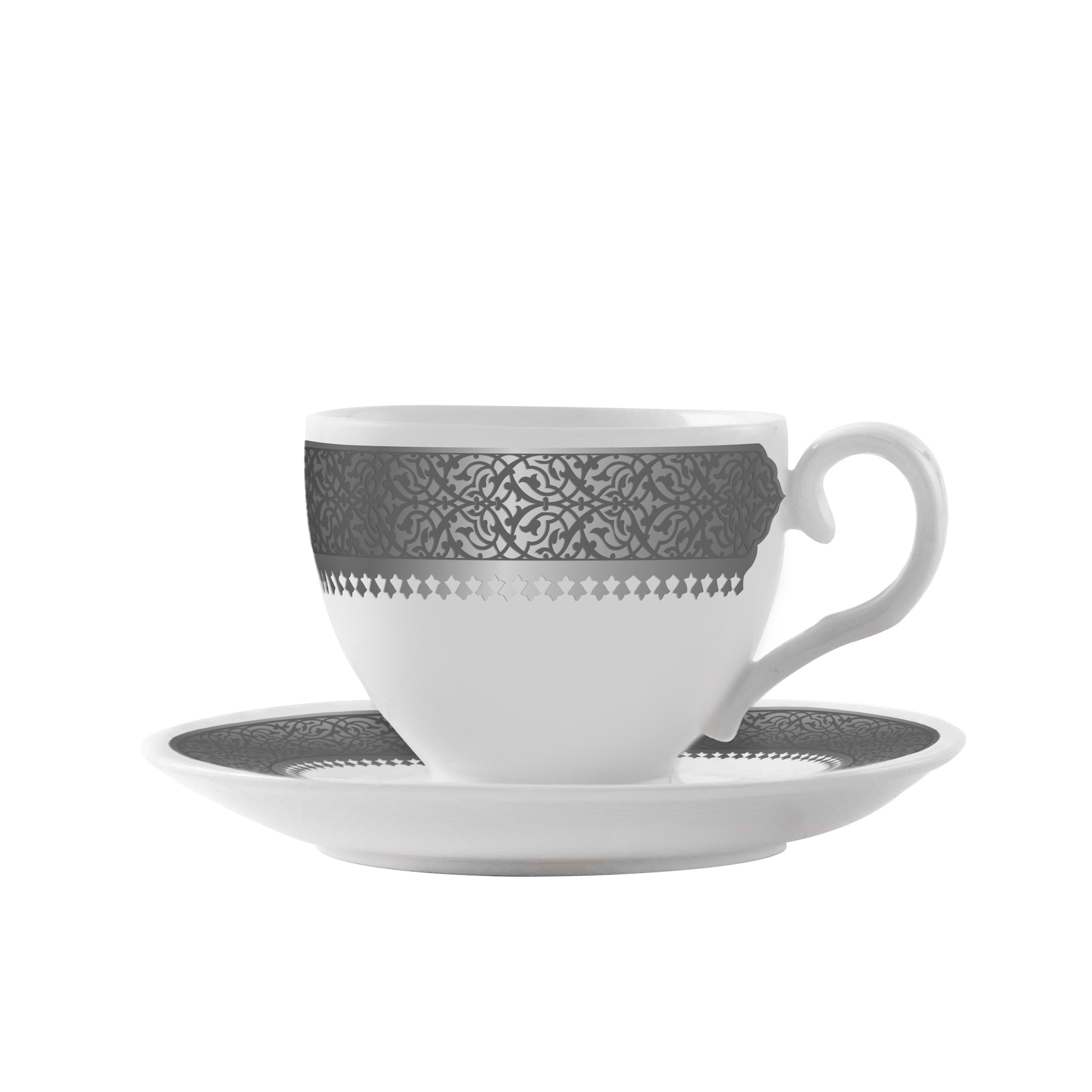 Dimlaj Cordoba Set of 6 Pcs Turkish Coffee Cups and Saucers  (Platinum) - Premium Coffee Sets from Cordoba By Dimlaj - Just $265! 