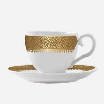Dimlaj Cordoba Set of 6 Pcs Tea Cups and Saucers (Gold)