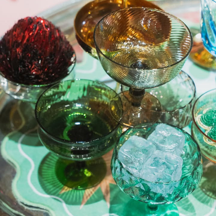 Diseguale Champagne Bowls, Blue & Green, Set of 6