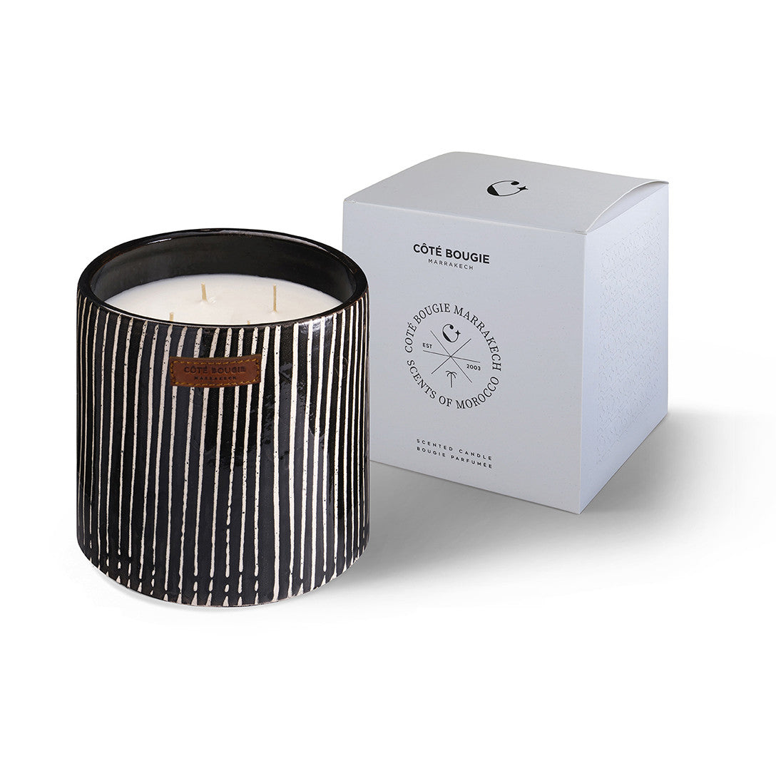 Hand-painted ceramic scented candle Zebra Stripe ( M )