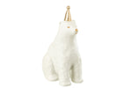 Polar Bear Figurine with Party Hat White/Gold
