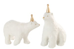 Polar Bear Figurine with Party Hat White/Gold