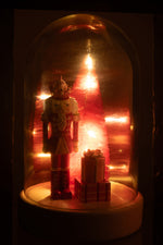 Decorative Bell Jar LED Nutcracker with Tree & Gifts