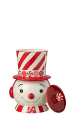Christmas Snowman Jar with Hat – Decorative Dolomite Container