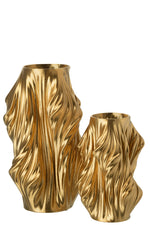 Large 3D Printed Irregular Sculptural Porcelain Vase – Gold