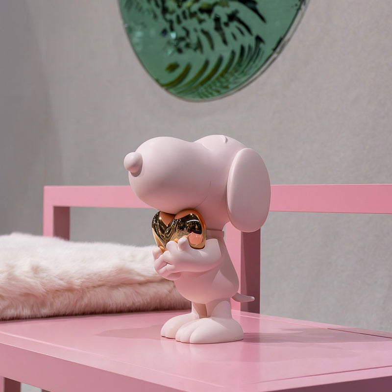 Snoopy Heart Resin Figurine, Pink, 27cm