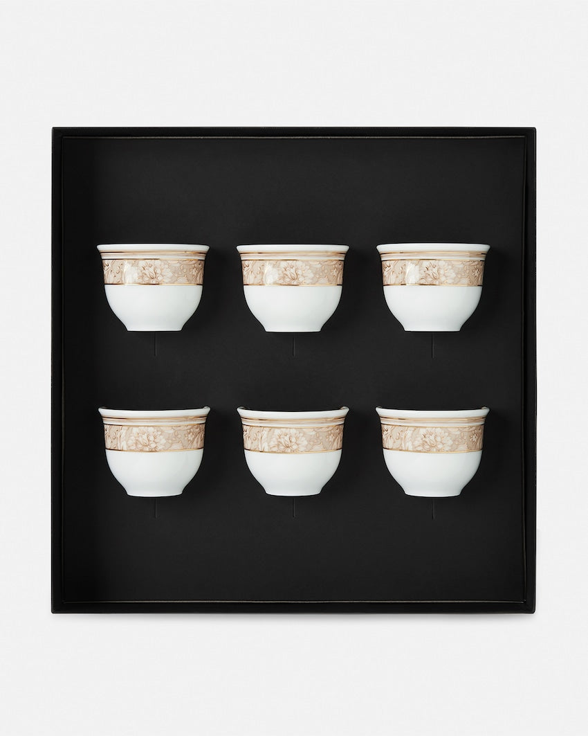 Barocco Beige Porcelain Espresso Cups – Set of 6