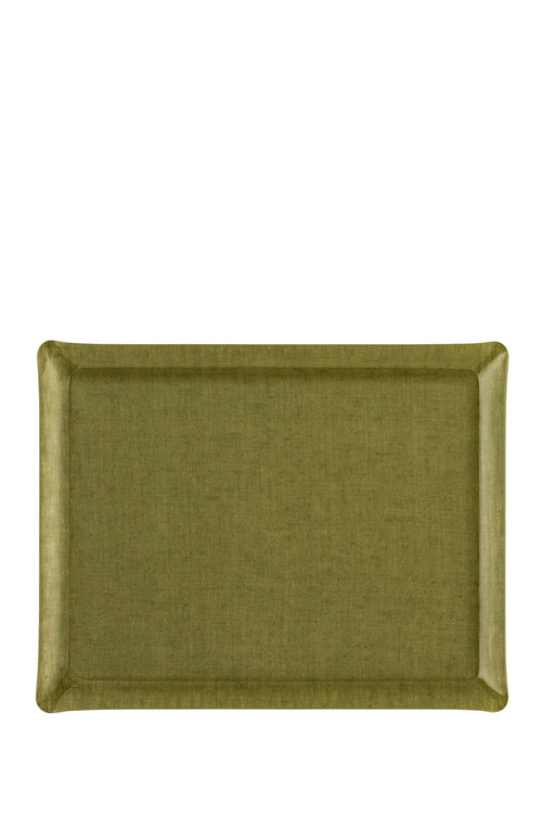 Linen Acrylic Tray, Green, 46x36cm