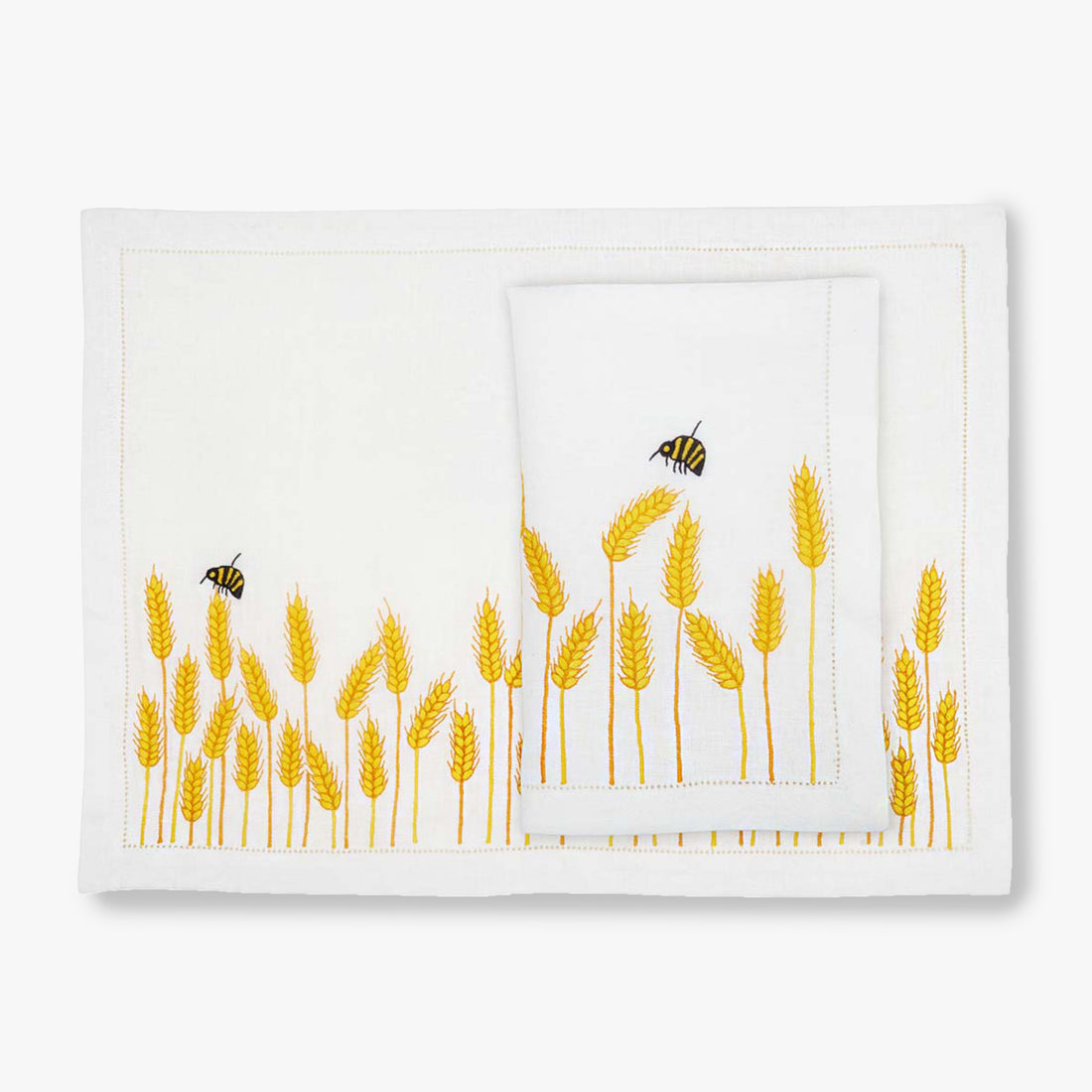 Waww La Table Lucky Blé white linen placemats by Aurélie Bidermann, set of four, alternative angle