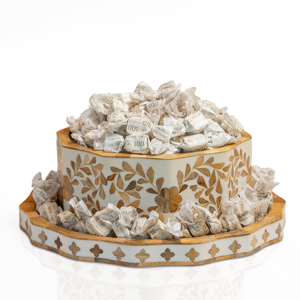 Mya Handmade Inlay Bowl – Floral Wood Mosaic Design
