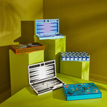 Op Art Backgammon Set - Black & White Lacquer Game Box